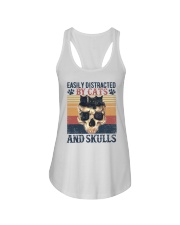 Easily Distracted By Cats and Skulls Ladies Flowy Tank tile