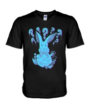 Rabbit Hologram Blurry V-Neck T-Shirt tile