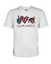 Peace Love Drums V-Neck T-Shirt tile