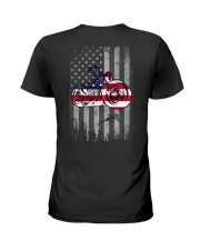 Motorcycle US Flag Back Ladies T-Shirt tile