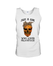 Just a girl who loves Fall and Tattoos Unisex Tank tile