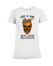 Just a girl who loves Fall and Tattoos Premium Fit Ladies Tee tile
