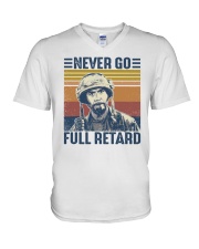 Retro Never go full retard V-Neck T-Shirt tile