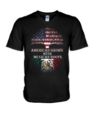 American grown with mexican roots V-Neck T-Shirt tile