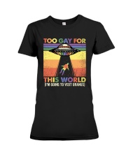 LGBTQ Pride Alien Too Gay For This World Premium Fit Ladies Tee tile