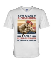I'm a dad a grandpa and a retired firefighter V-Neck T-Shirt tile