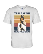 Yes I am the crazy cat lady V-Neck T-Shirt tile