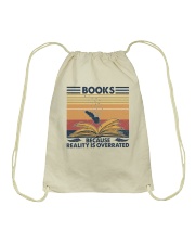 Books Because Reality Is Overrated Drawstring Bag tile