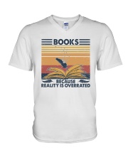 Books Because Reality Is Overrated V-Neck T-Shirt tile