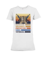 Husband grandpa protector hero veteran Premium Fit Ladies Tee tile
