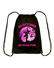 Black Cat In October We Wear Pink Drawstring Bag tile
