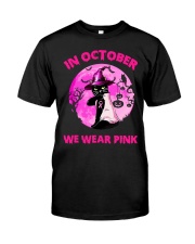 Black Cat In October We Wear Pink Premium Fit Mens Tee tile