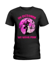 Black Cat In October We Wear Pink Ladies T-Shirt tile