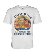 Sloth Kayak Team V-Neck T-Shirt tile