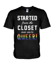 Started From The Closet Now We're Queer V-Neck T-Shirt tile