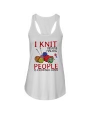 I knit because punching people is frowned upon Ladies Flowy Tank tile