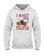 I knit because punching people is frowned upon Hooded Sweatshirt tile