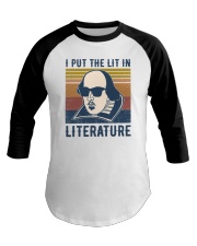 I Put The Lit In Literature Baseball Tee tile