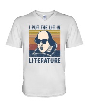 I Put The Lit In Literature V-Neck T-Shirt tile