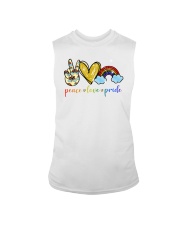 Peace Love Pride Rainbow LGBT Lesbian Gay Pride Sleeveless Tee tile