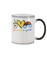 Peace Love Pride Rainbow LGBT Lesbian Gay Pride Color Changing Mug tile