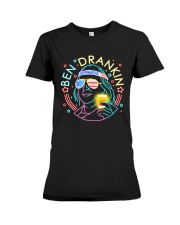 80s retro Ben Franklin drinking beer Premium Fit Ladies Tee tile