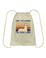 Retro vintage Save the drama for your llama Drawstring Bag tile