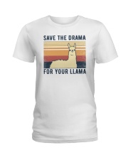 Retro vintage Save the drama for your llama Ladies T-Shirt tile