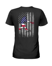 Baseball US Flag Back Ladies T-Shirt tile