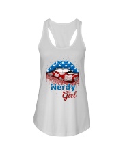 Nerdy Girl American Lips Ladies Flowy Tank tile