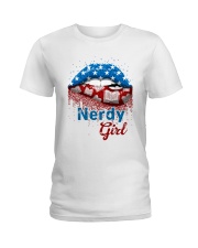 Nerdy Girl American Lips Ladies T-Shirt tile