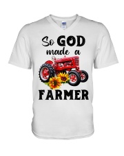 So god made a farmer V-Neck T-Shirt tile