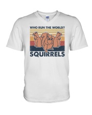 Who run the world Squirrels V-Neck T-Shirt tile