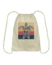 Retro Turtle Salty Lil' beach Drawstring Bag tile
