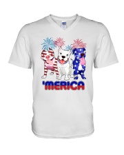 American Pitbull Merica V-Neck T-Shirt tile