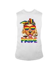 Pride LGBT Gay Be Lesbian Golden Retriever Funny Sleeveless Tee tile