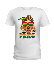 Pride LGBT Gay Be Lesbian Golden Retriever Funny Ladies T-Shirt tile