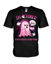 In October Even Ghosts Wear Pink V-Neck T-Shirt tile