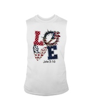 America Flag 4th Of July Love Jesus John 3:16 Sleeveless Tee tile