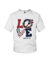 America Flag 4th Of July Love Jesus John 3:16 Youth T-Shirt tile