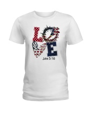 America Flag 4th Of July Love Jesus John 3:16 Ladies T-Shirt tile