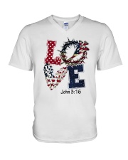 America Flag 4th Of July Love Jesus John 3:16 V-Neck T-Shirt tile
