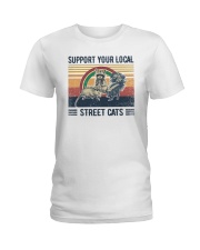 Raccoon Opossum Support Your Local Street Cats Ladies T-Shirt tile