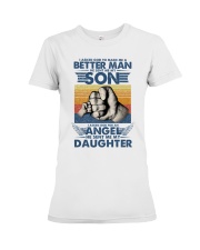 I asked god to make me a better man Premium Fit Ladies Tee tile