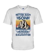 I asked god to make me a better man V-Neck T-Shirt tile