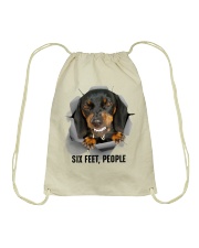 Dachshund Six feet people Drawstring Bag tile