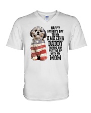Shihtzu Happy father day to amazing daddy V-Neck T-Shirt tile