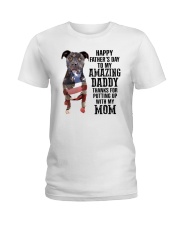 Pitbull Happy father day to amazing daddy Ladies T-Shirt tile