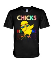 Chicks Dig Me Funny LGBT Pride Gift V-Neck T-Shirt tile