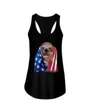 Sloth American Flag Ladies Flowy Tank tile